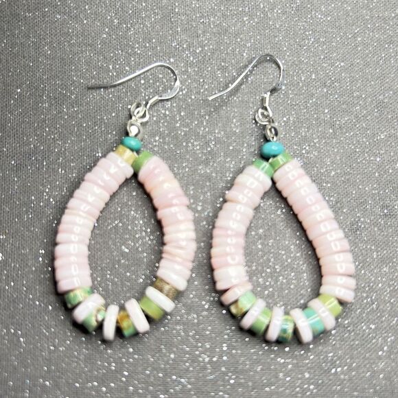 Mermaid Vibes Genuine Gemstone Beaded Teardrop Earrings β Silver & Handmade - Picture 3 of 7